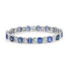 Emerald Cut Blue Sapphire and Baguette Cut Diamond Bracelet