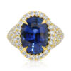 Oval Cut Blue Sapphire and Pave Diamond Ring